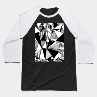 White Over Black Abstract Line Art Baseball T-Shirt